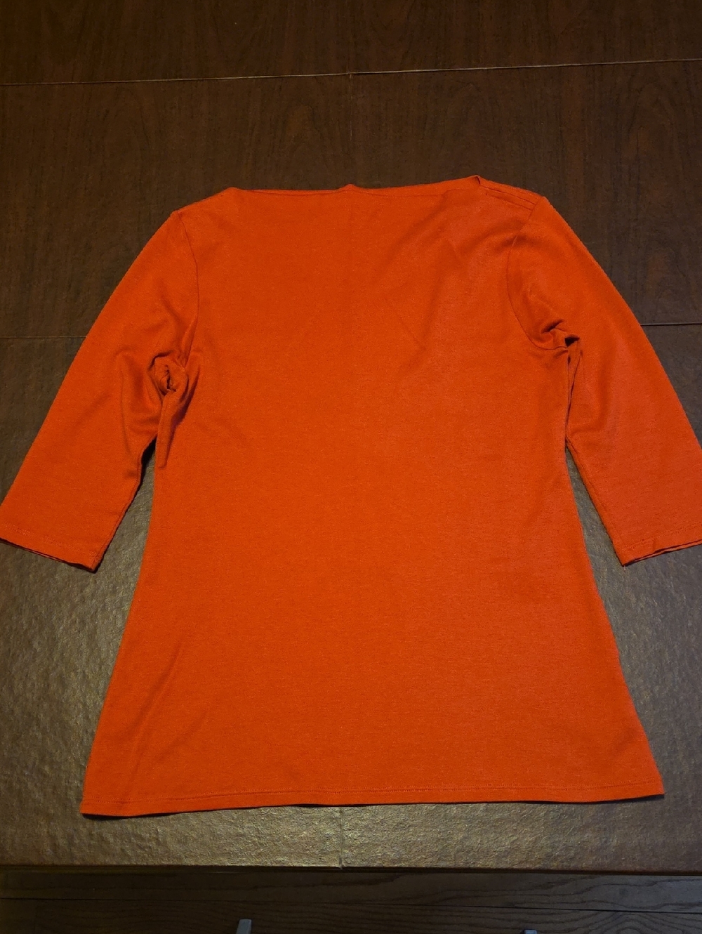 Peruvian Connection Orange 3/4 Sleeve Crewneck Top